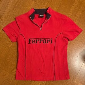 Ferrari Red Zip-Up Polo Shirt